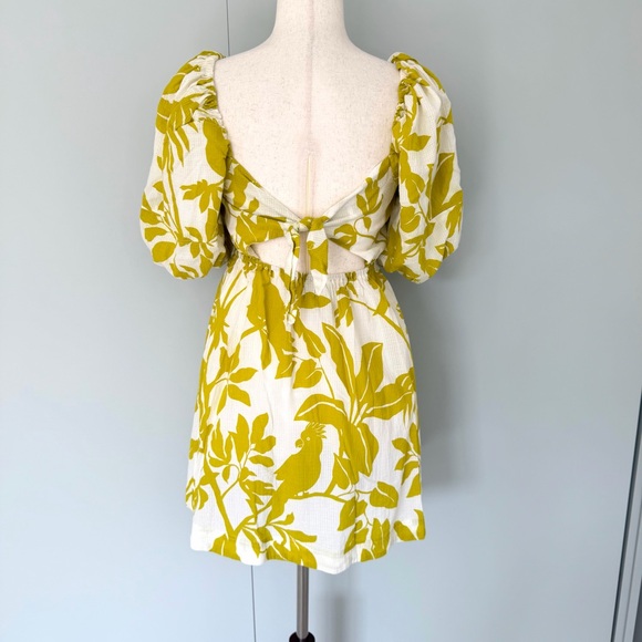MAEVE x ANTHROPOLOGIE Feliciana Tropical Print Mini Dress Chartreuse Yellow - Picture 8 of 11